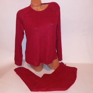 New $98 Retail Soma Pajama Set Red Brushed Long Sleeve Pants Sleepwear Medium